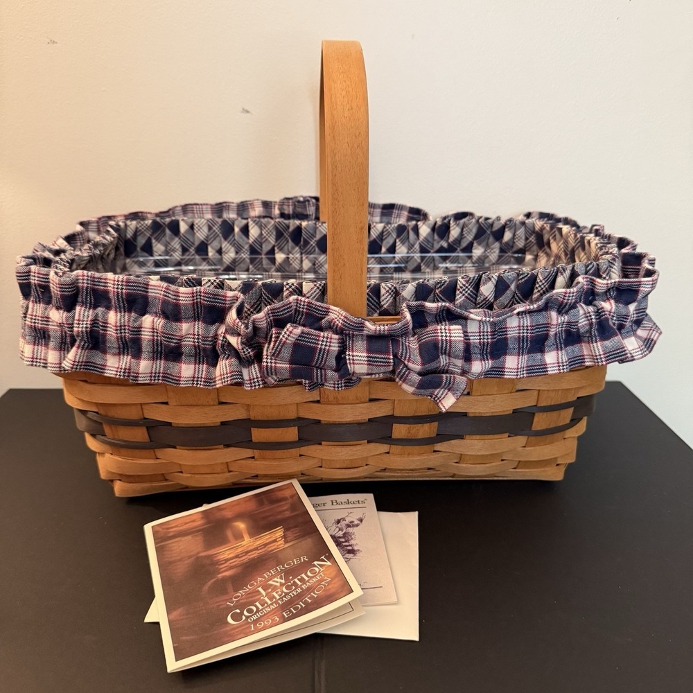 Longaberger J.W. Collection 1993 Original Easter Basket Plaid Liner & Protector